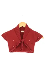 Vorschaubild 1 von Kinder Strickjacke Bolero Rot Gr. 116 Klassisch Preppy Baumwolle