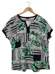 Vorschaubild 1 von Damen Bluse Einheitsgröße Mehrfarbig Gestreift Blumenmuster Casual