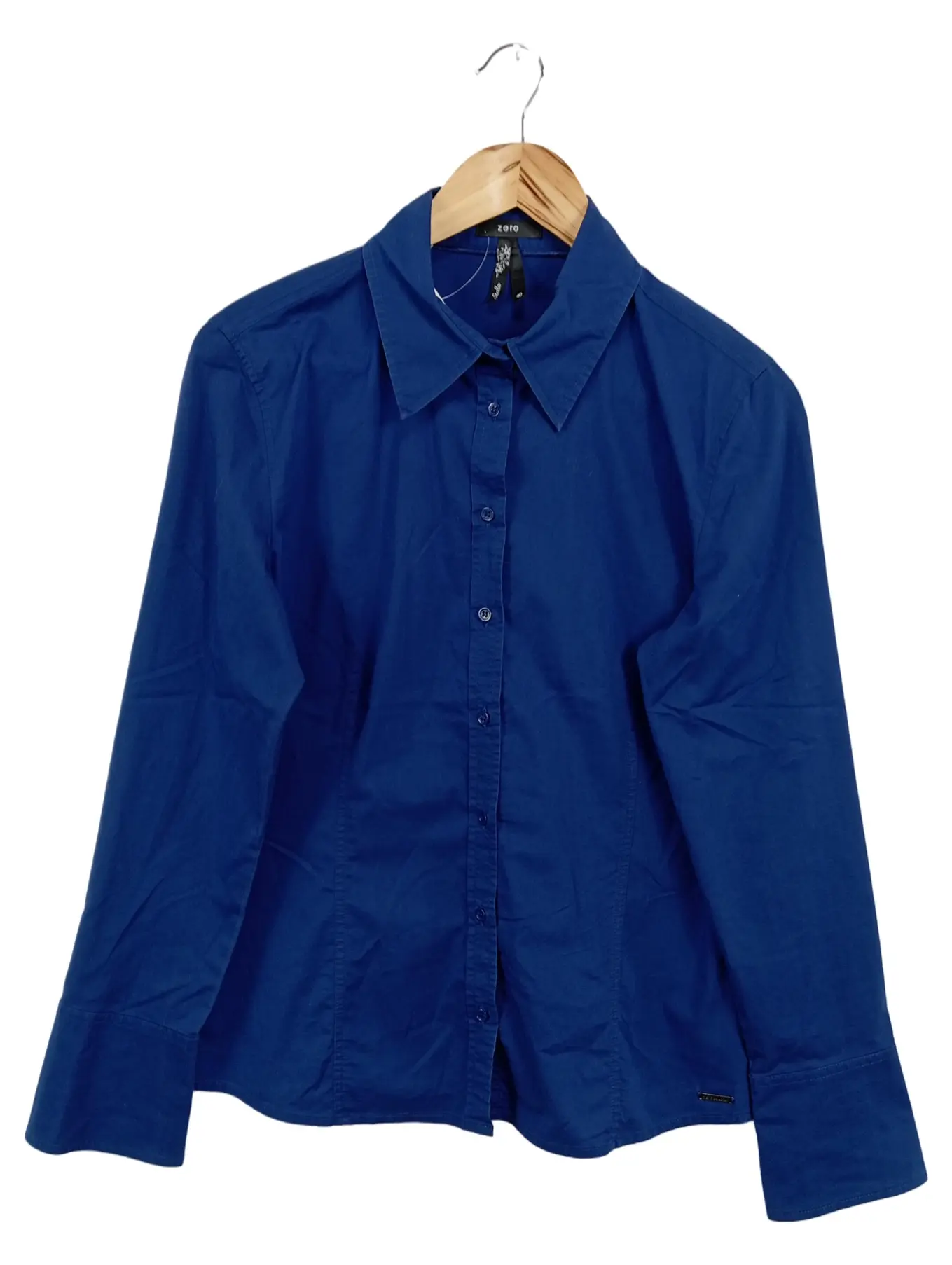STELLA Damen Bluse Gr. 40/M Business Langarm Blau Baumwolle