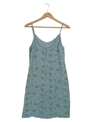 Vorschaubild 2 von Damen Freizeitkleid Gr. 40/L Blau Blumenmuster Bohemian Viskose