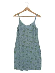 Vorschaubild 1 von Damen Freizeitkleid Gr. 40/L Blau Blumenmuster Bohemian Viskose