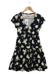 Vorschaubild 1 von Freizeitkleid Damen Gr. 34/XS Schwarz Blumenmuster Modern Casual