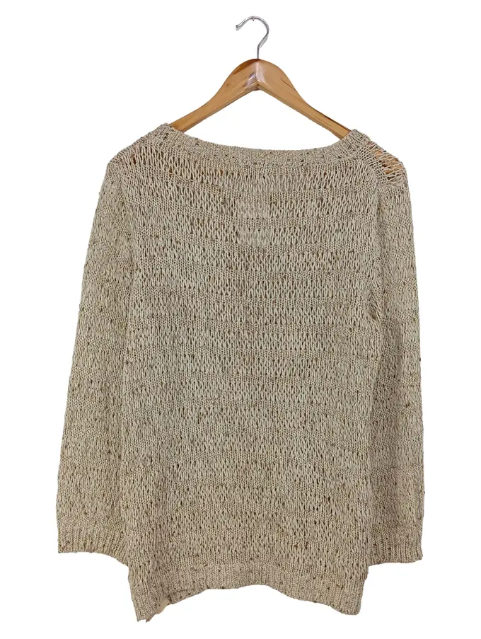 MASSIMO DUTTI Damen Pullover 42/XL Beige Casual Modern Polyacryl-Mix