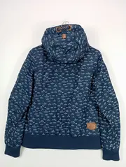 Vorschaubild 2 von Damen Sweatjacke Gr. 38/M Blau Grafisches Muster Kapuze
