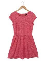 Vorschaubild 1 von Damen Freizeitkleid Gr. 38/M Rosa Spitze Feminin Elegant