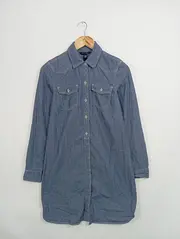 Vorschaubild 1 von Damen Freizeitkleid Hemdblusenkleid gestreift Blau 34/XS