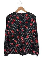 Vorschaubild 2 von Damen Bluse Schwarz Florales Muster Gr. 38/M Casual Feminin Viskose