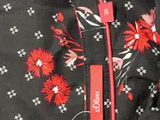 Vorschaubild 3 von Damen Bluse Schwarz Florales Muster Gr. 38/M Casual Feminin Viskose