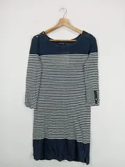 Vorschaubild 2 von Damen Freizeitkleid Leinen Gestreift Gr. 36/S Maritim