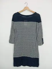 Vorschaubild 3 von Damen Freizeitkleid Leinen Gestreift Gr. 36/S Maritim