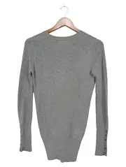 Vorschaubild 2 von Damen Strickjacke Grau Gr. 36/S Klassisch Elegant V-Ausschnitt Knopfleiste
