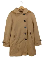 Vorschaubild 1 von Damen Wollmantel Gr. 38/M Beige Klassisch Elegant Kapuze