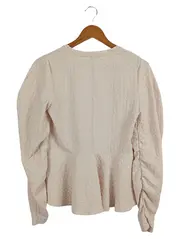 Vorschaubild 2 von Damen Pullover Gr. L Beige Strukturmuster Peplum Casual Feminin