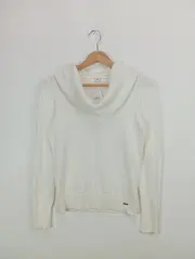 Vorschaubild 1 von Damen Pullover Gr. 34/XS Weiß Casual Strick Wasserfallkragen