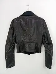 Vorschaubild 2 von Damen Lederjacke Schwarz Gr. 34/XS Klassisch Elegant Vintage