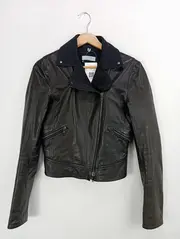Vorschaubild 1 von Damen Lederjacke Schwarz Gr. 34/XS Klassisch Elegant Vintage