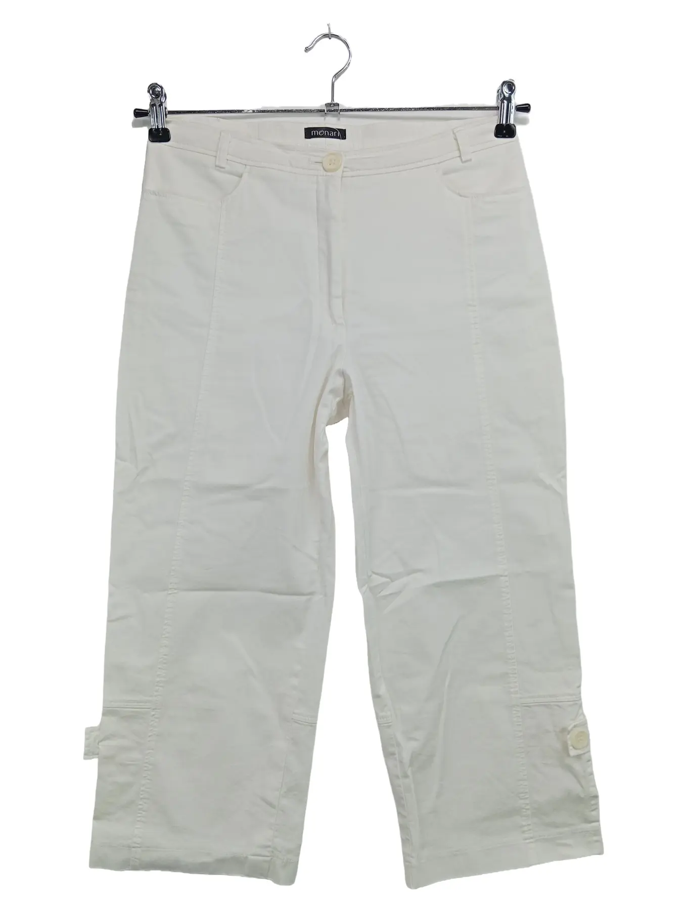 MONARI Damen Stoffhose Gr. 36 Weiß Klassisch Elegant Capri Hose