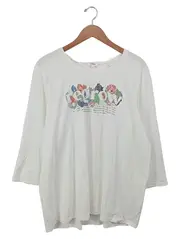 Vorschaubild 1 von Damen Langarmshirt Gr. 42/XL Weiß Blumen Casual Basic