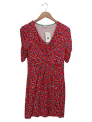 Vorschaubild 1 von Damen Freizeitkleid Gr. 38/M Rot Blumenmuster Elegant Viskose