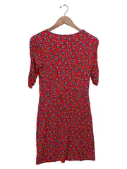 Vorschaubild 2 von Damen Freizeitkleid Gr. 38/M Rot Blumenmuster Elegant Viskose