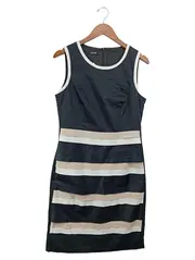 Vorschaubild 1 von Damen Etuikleid Gr. 40/L Schwarz Business Elegant gestreift