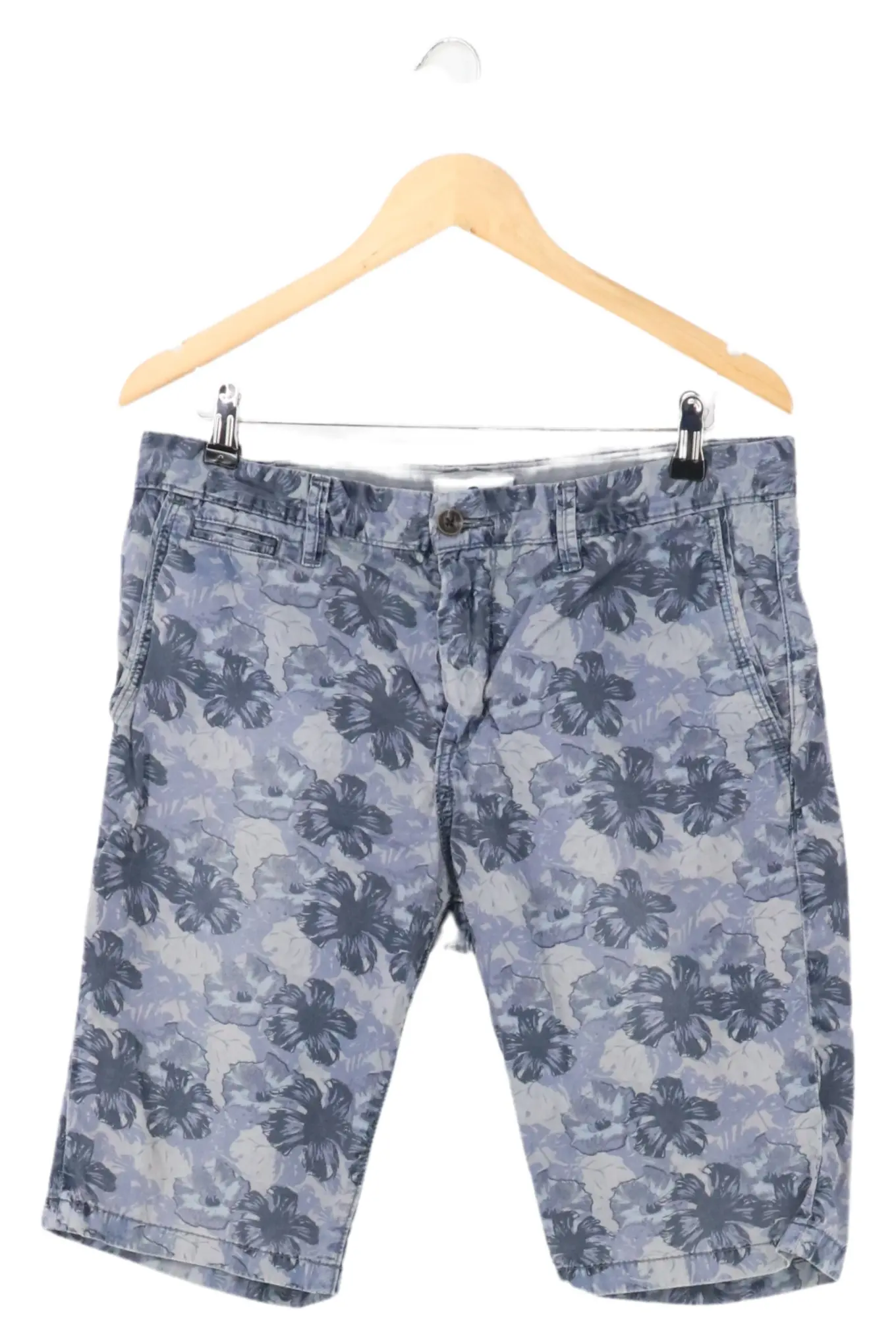 TOM TAILOR Herren Jeans Shorts Blau Floral Gr. W36/52/XL L20 100% Baumwolle