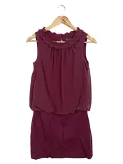 Vorschaubild 1 von Damen Freizeitkleid Gr. 34/XS Lila Elegant Rüschen Nieten Minikleid