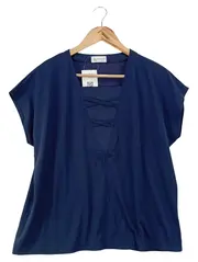 Vorschaubild 1 von Damen Bluse Blau Gr. 44/L Casual Basic Baumwolle Polyester