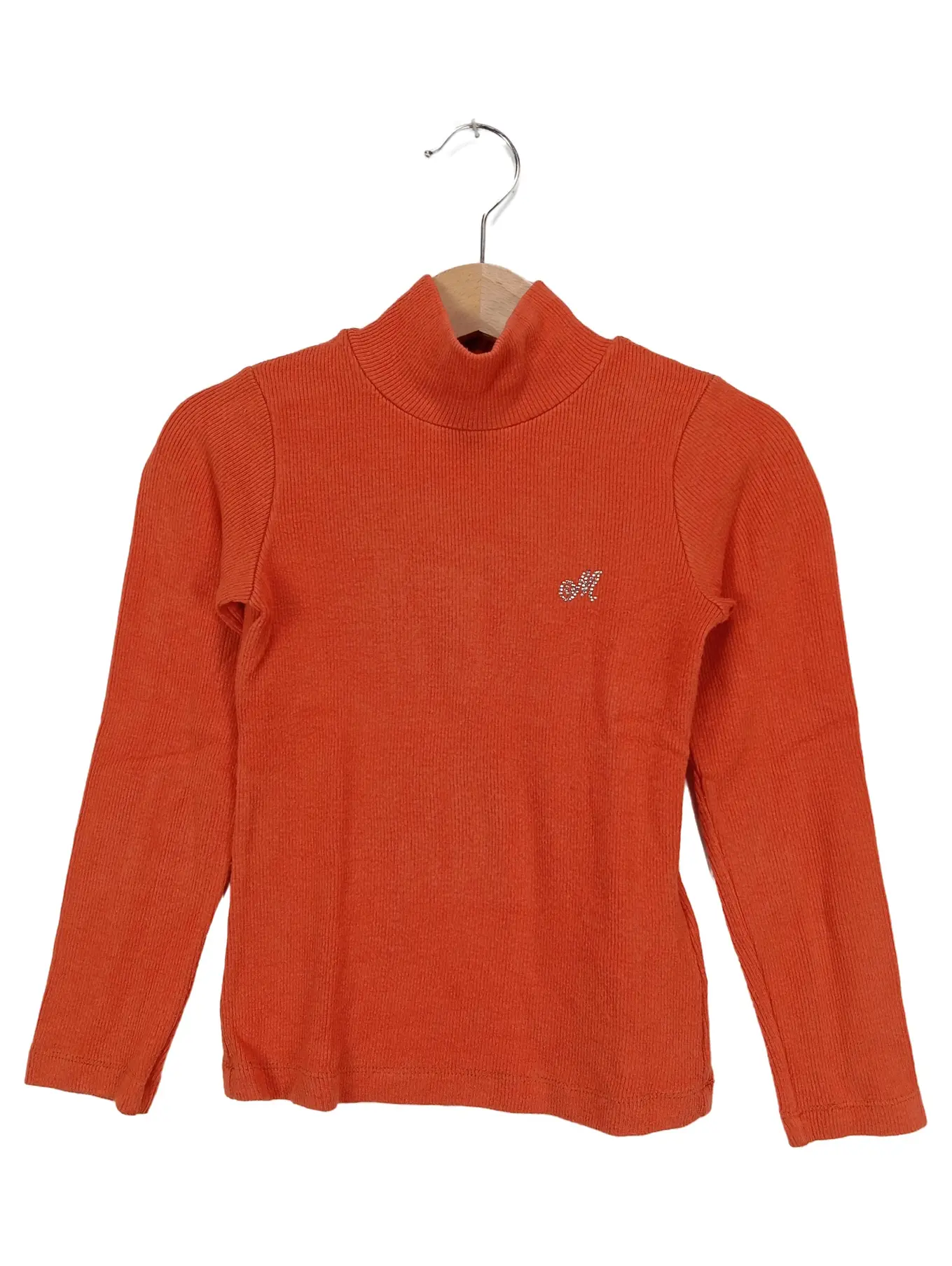 MONNALISA Kinder Langarmshirt Gr. 104 Orange Casual Rippstrick Logo