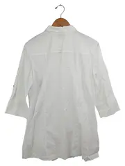 Vorschaubild 2 von Bluse Damen Weiß Gr. 40/M Klassische Baumwollbluse 3/4 Arm