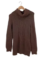 Vorschaubild 1 von Damen Pullover Gr. 38/M Braun Mohair Zopfstrick Rollkragen
