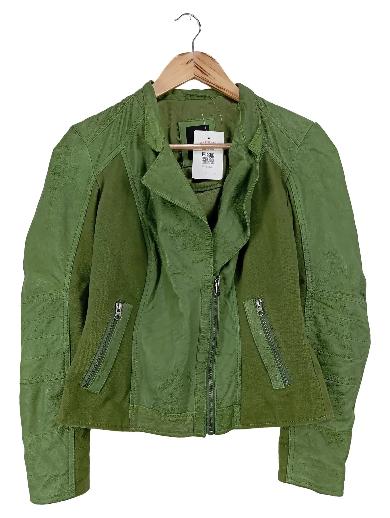 BEST CONNECTIONS BY HEINE BEST CONNECTIONS Lederjacke Damen Gr. 34/XS Grün Klassisch Vintage Echtleder