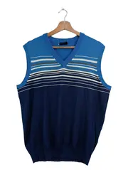 Vorschaubild 1 von Pullunder Herren 54/XL Blau Gestreift Casual Sportlich