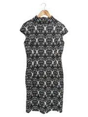 Vorschaubild 1 von Roma Strickkleid Gr. 40 Geometrisch Schwarz Grau Gold