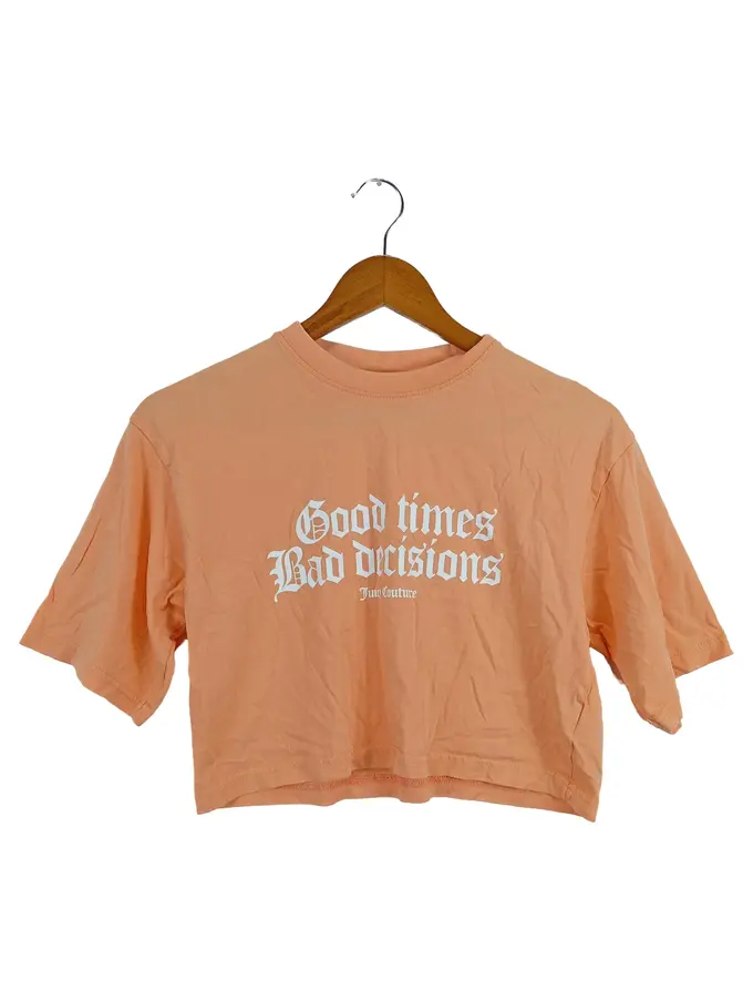 JUICY COUTURE Damen T-Shirt Orange 36/S Cropped Schriftzug