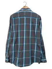 Vorschaubild 2 von Herren Freizeithemd Kariert Blau Gr. 50/L Casual Langarm Baumwolle