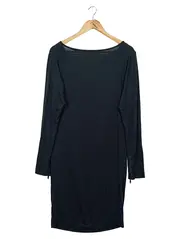 Vorschaubild 2 von Jerseykleid Elegant Schwarz Gr. 38/M Viskose Midi Reißverschluss