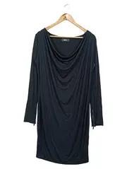 Vorschaubild 1 von Jerseykleid Elegant Schwarz Gr. 38/M Viskose Midi Reißverschluss