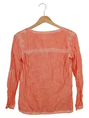 Vorschaubild 2 von Damen Bluse Orange Gr. 36/S Casual Langarm Viskose Henley