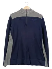 Vorschaubild 1 von Herren Pullover XL Troyer Strickpullover Blau Grau Baumwolle