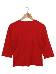 Vorschaubild 2 von Damen Langarmshirt Gr. 38/M Rot Basic Casual Baumwolle