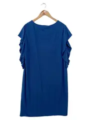 Vorschaubild 2 von Damen Blusenkleid Gr. 40/L Blau Elegant Rüschen Tunikakleid