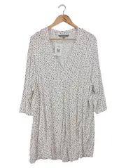 Vorschaubild 1 von Damen Nachthemd Gr. 50/52 Weiß Grafisch 3/4 Arm Viskose