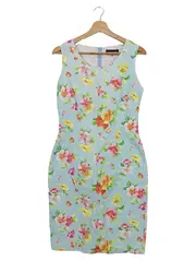 Vorschaubild 1 von Damen Freizeitkleid Gr. 38/M Blau Blumenmuster Sommerkleid Elegant