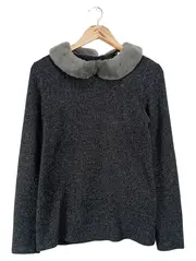 Vorschaubild 1 von Damen Freizeitkleid Grau mit Fellkragen Gr. 40/L