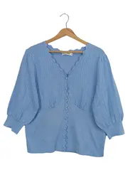 Vorschaubild 1 von Damen Strickjacke Blau 44/XXL Elegant Vintage Klassisch Cardigan