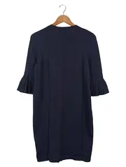 Vorschaubild 2 von Damen Blusenkleid Gr. 36/S Blau Viskose Elegant Midikleid Rüschen