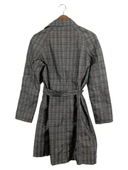 Vorschaubild 2 von Damen Trenchcoat Kariert Grau Gr. 38/M Polyester Langarm Gürtel