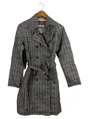 Vorschaubild 1 von Damen Trenchcoat Kariert Grau Gr. 38/M Polyester Langarm Gürtel