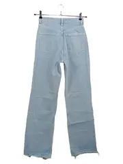 Vorschaubild 2 von Damen Jeans Regular Fit W28/36 Hellblau High Waist Fransen Casual